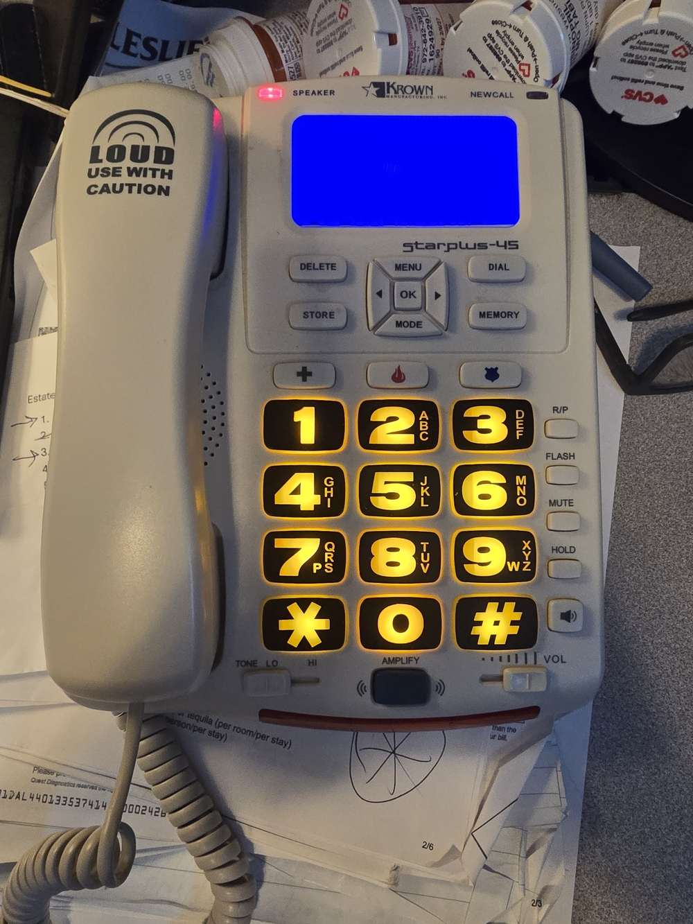 GE Starplus-45 White Corded Telephone with Backlit Keys